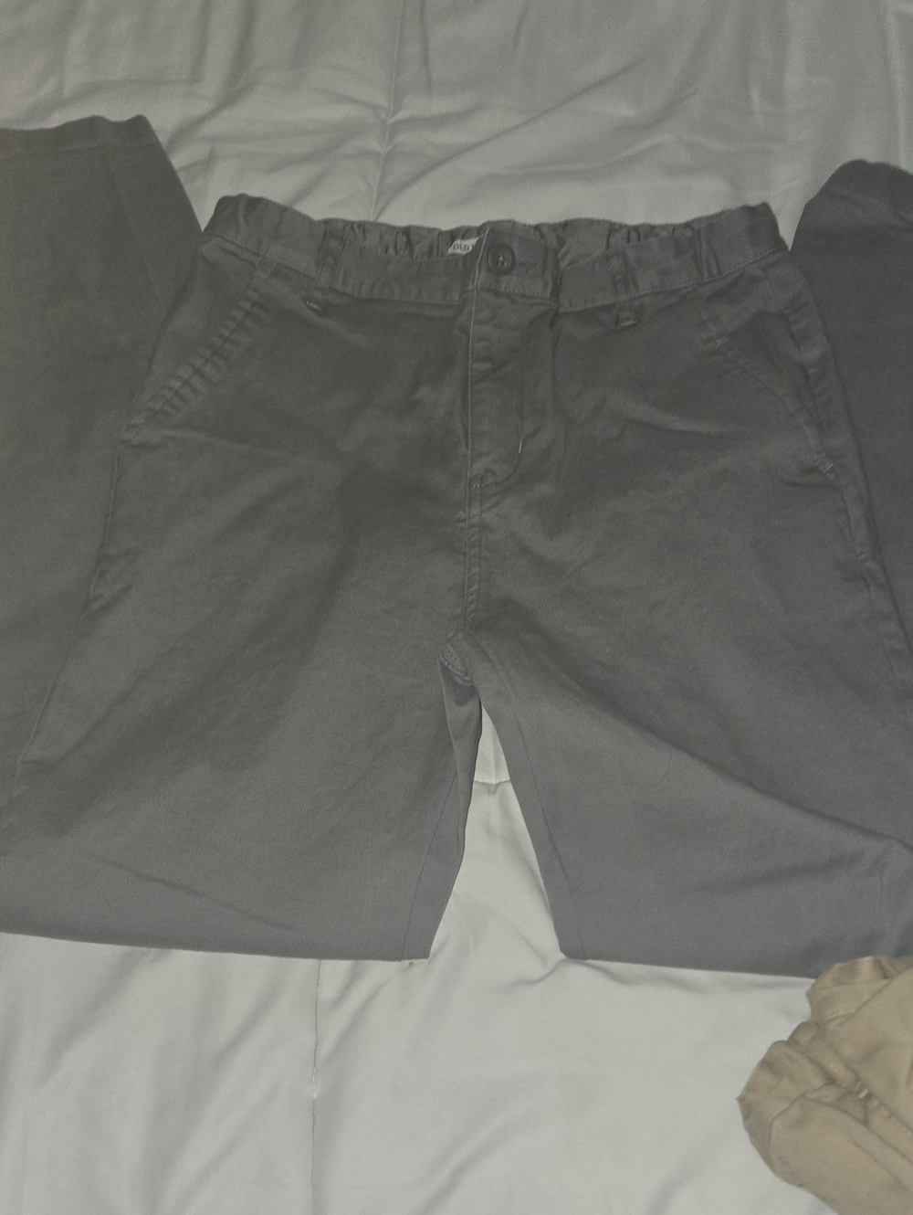 Old Navy Charcoal Gray Chino Pants - Elastic Waist